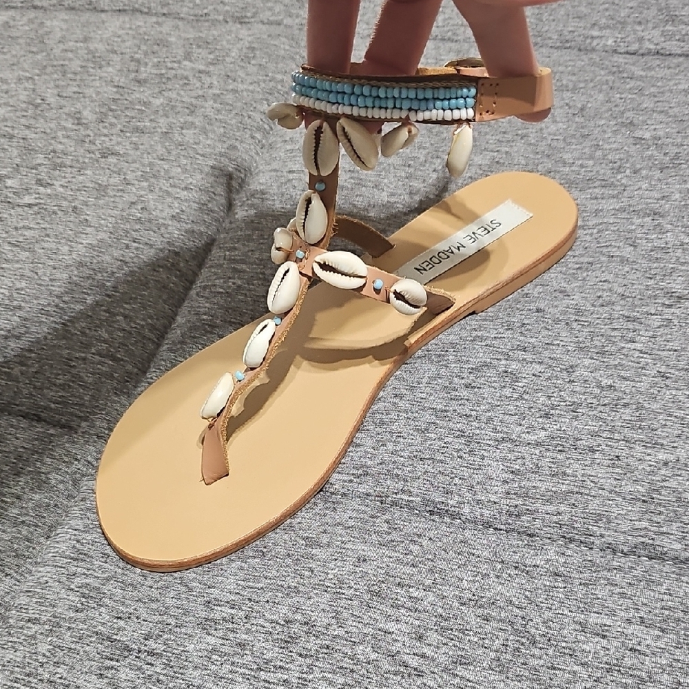 Steve Madden Tan Beaded Sandals 8.5
